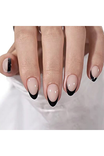 Choice FS-33 قم بترقية مظهرك مع 30 قطعة من الأظافر الصناعية ذات النمط الفرنسي الأسود على شكل دمعة وقطعة واحدة