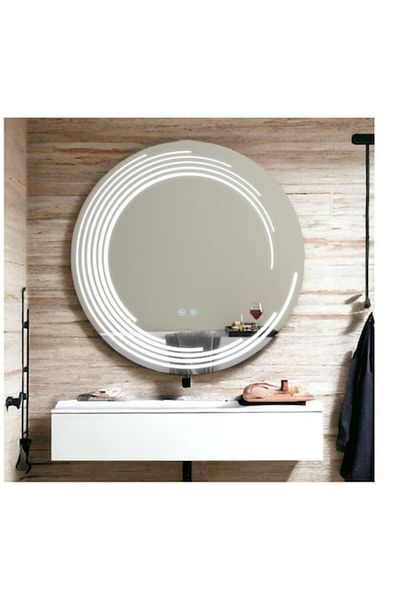 OPTIM DEKO Oglinda Baie Premium, Iluminare LED cu Touch, Design, Sistem Dezaburire Rotunda 70x70cm