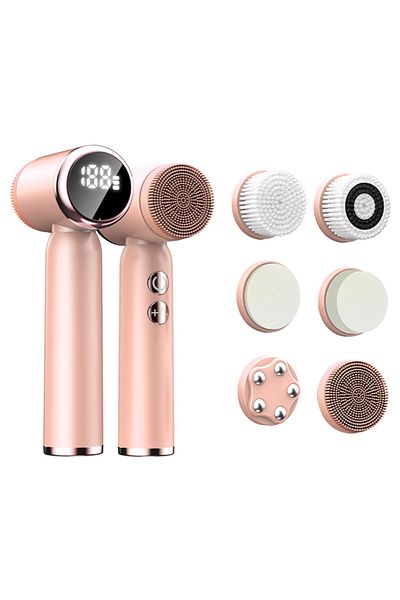 Choice pink Portable 6-in-1 silicone electric Cleansing brush Facial pore cleaning and exfoliating waterpro