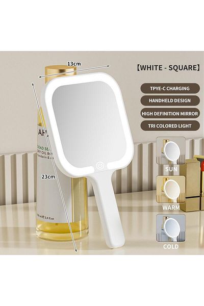 Choice 808Awhite LED Smart Makeup Mirror Hand-held Carry 3 Colors Adjust Bright with Touch Screen Cosmetic