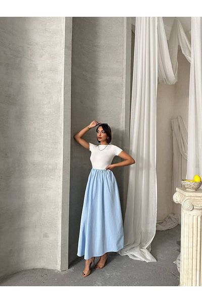 karpuzbutiks Sandy Poplin Dress Blue-M