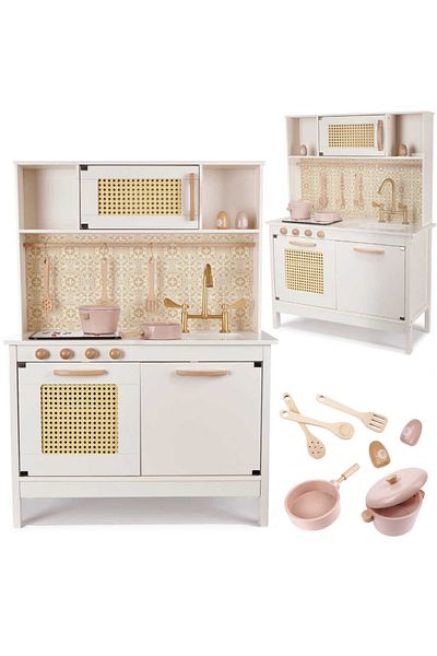 Micostore Children's kitchen, wooden, Retro, 100 cm high, Light and Sound Effects, Superior Quality