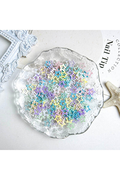 Choice مجموعة متنوعة من 50 قطعة من خرزات الأظافر المتلألئة المجوفة على شكل نج...