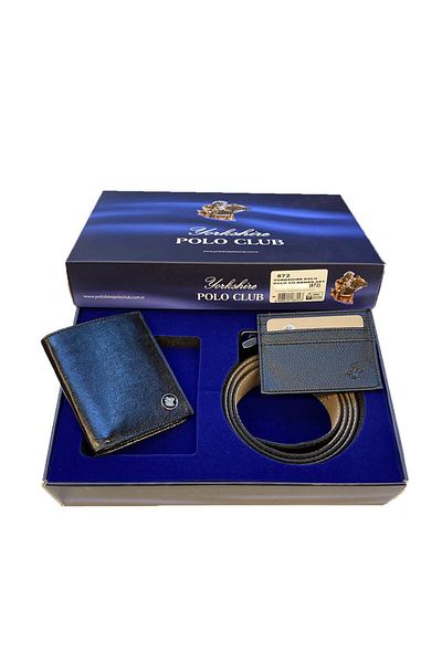 POLO CLUB 3-Piece Men's Wallet Belt Business Card Holder Dowry Set