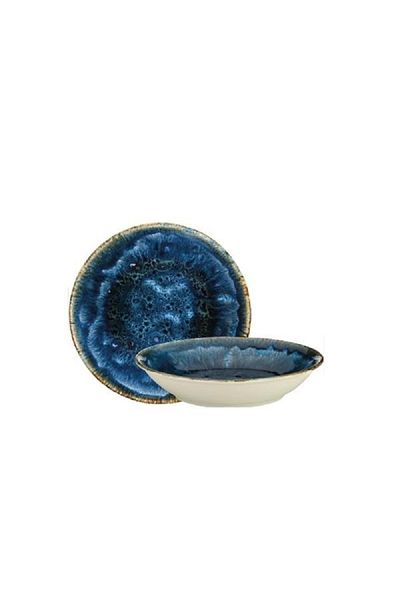 Kütahya Ocean Dishwasher Safe Porcelain Round Deep Plate Blue and White