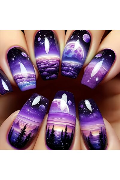 Choice 1780 24pcs/set medium long fake nails fashion butterfly feather forest...