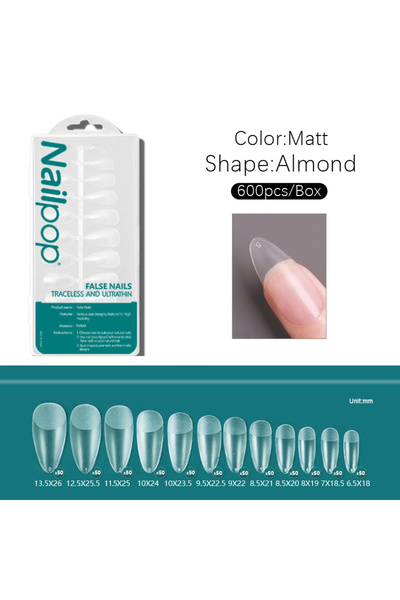 Choice أظافر صناعية مطفية M-Almond 600 Nailpop 600 قطعة من الجل الناعم X Nail...