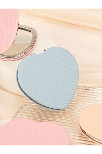 Choice1 AE-0121-BL 1PC Double Sided Makeup Mirror Red Pink Blue Khaki Simple Style Grunge Design | Metal Des