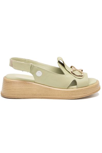 Mammamia D25Ys-02780 Green Skin Leather Comfort Women's Sandals