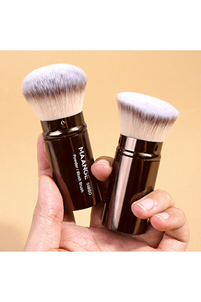 Choice1 2PCS Coffee MAANGE 2PCS Retractable Foundation Makeup Brush Flat/Angl...