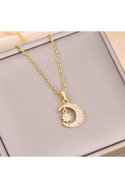 Choice29 8067 Trendy 18K Gold Plated Zircon Crystal Pendant Stainless Steel N...