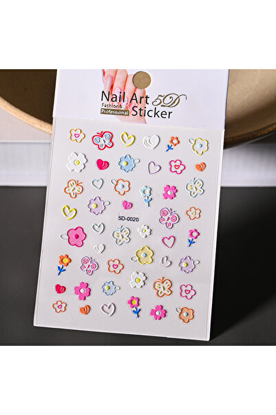 Choice NK5D-0020 1 قطعة ملصقات أظافر خماسية الأبعاد منقوشة على شكل زهرة/فراشة...