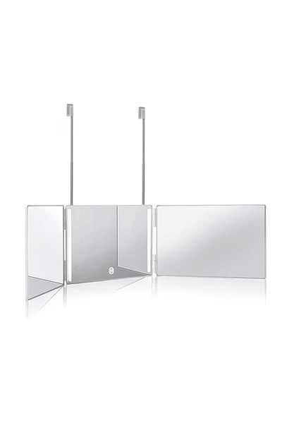 Choice White with LED 3-Way Mirror with LED 360 Trifold Hair Cut Mirror with Lighting Self Hairdressing Mir