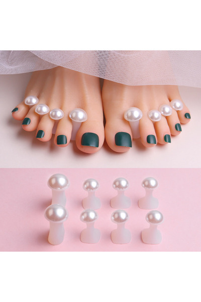 Choice فاصل أصابع القدم من السيليكون الناعم من اللؤلؤ الأبيض مكون من 8 قطع لف...