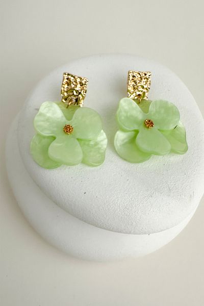 Modex Acrylic Metal Detail Dangle Flower Earrings (6cm)