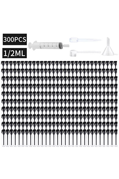 choice2 زجاجة عطر زجاجية شفافة سعة 1 مل، 300 قطعة، سوداء، 100/300 قطعة + 4 مل...