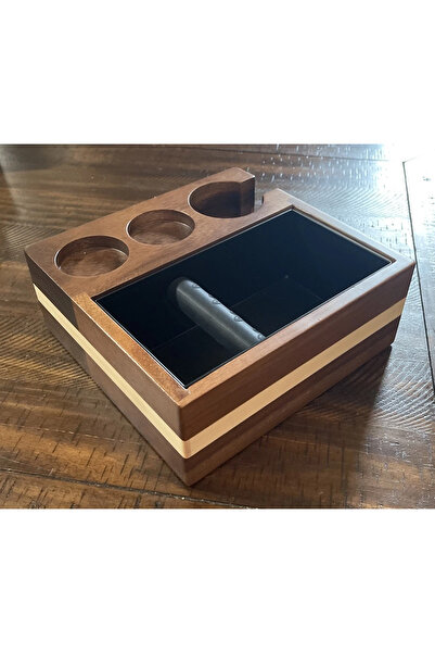 GÜMRÜK BEY Luxury Natural Wood Espresso Knock Box Tamping Station Espres Coffee Organizer Box 58 Mm.