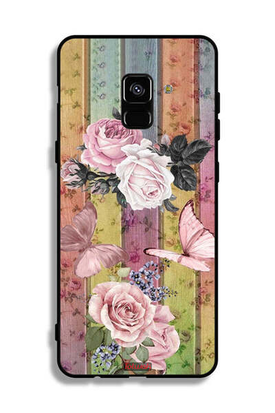 Tolwak غطاء حماية لهاتف سامسونج جالاكسي A8 بلس (2018) بنقشة فراشات الخوخ والورود