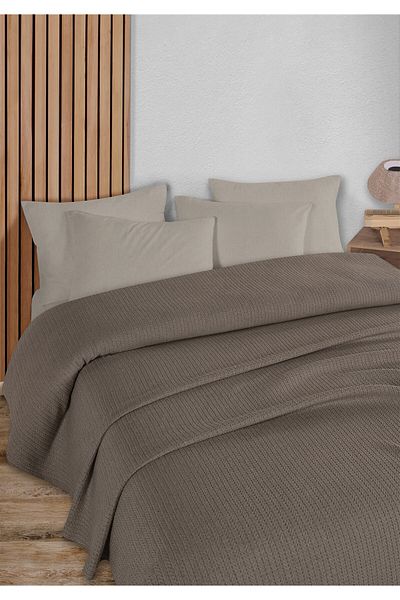 HomeBerry Mystic Light Brown Single Pique Set 160 X 230 cm
