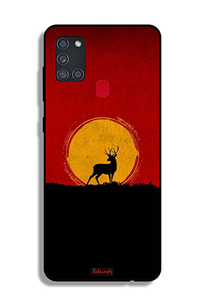 Tolwak Samsung Galaxy A21s Protective Case Cover Deer And Moon Artwork