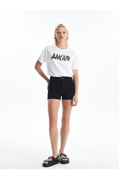 LC Waikiki Black Tight Fit Women's Jean Shorts