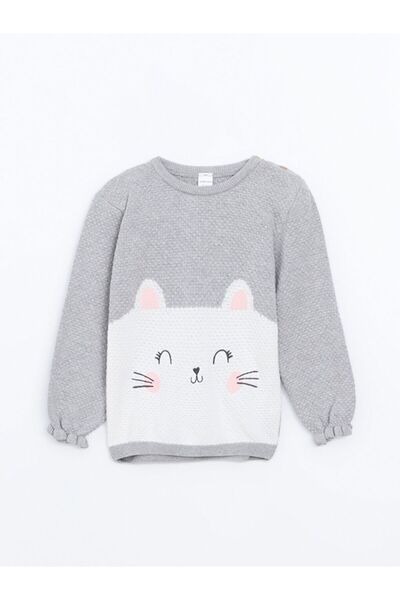 LC Waikiki Lcw Baby Embroidered Baby Girl Knitwear Sweater and Leggings 2 Pcs