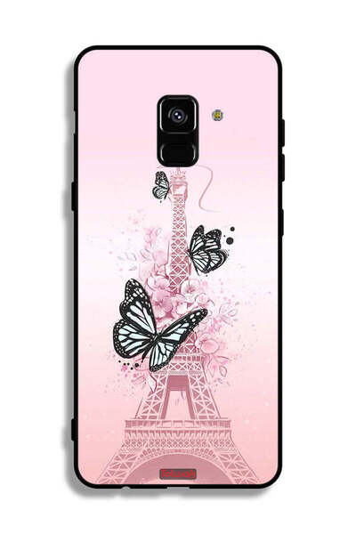 Tolwak غطاء حماية لهاتف سامسونج جالاكسي A8 بلس (2018) بنقشة فراشات على برج إيفل