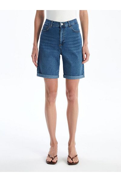 LC Waikiki Indigo Bermuda Fit Women's Jean Shorts
