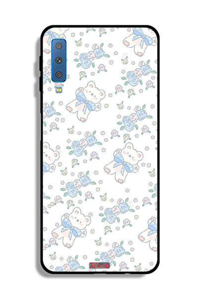 Tolwak غطاء حماية لهاتف Samsung Galaxy A7 (2018) عليه صورة دب تيدي لطيف وزهور