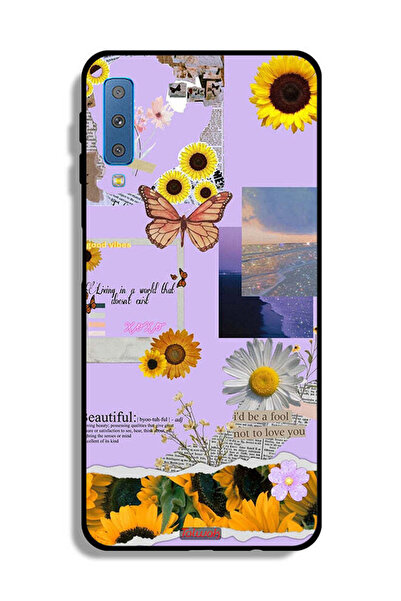 Tolwak غطاء حماية لهاتف Samsung Galaxy A7 (2018) بملصقات عباد الشمس الجميلة