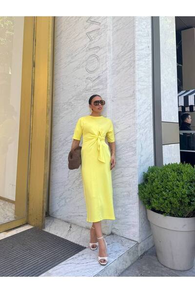 Friday Mood Kadın Önden Bağlama Detaylı Kısa Kol Basic Elbise