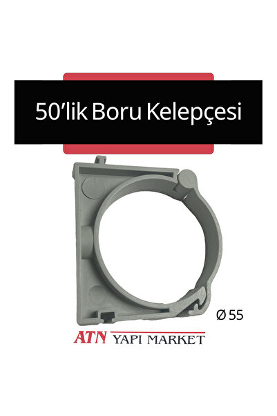 LÜXPAR 50’lik (Ø55 mm) Plastik Boru Kelepçesi – Duvara Monte Sabitleme Aparatı