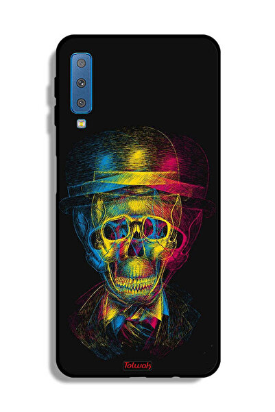 Tolwak غطاء حماية لهاتف Samsung Galaxy A7 (2018) بتصميم جمجمة وقبعة ملونة وفن...