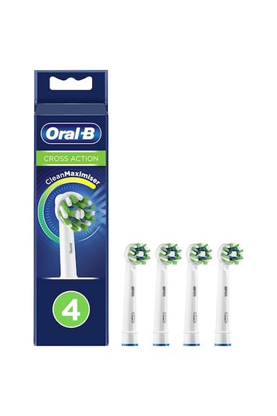 Oral-B Cross Action Electric Toothbrush Replacement Heads, CleanMaximiser Technology, 4 pcs