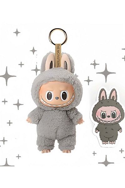 LABUBU Macaron Vinyl Doll, 17 cm, perfectly matches Labubu clothing (Sesame bean)