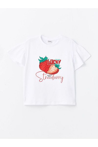 LC Waikiki White Crew Neck Girl's T-Shirt