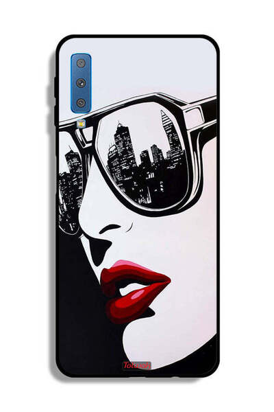 Tolwak غطاء حماية لهاتف Samsung Galaxy A7 (2018) بتصميم وجه فتاة وفن تجريدي