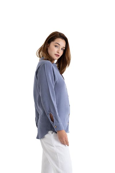 PANCHY CANKY Cămașă de damă din muselină cu 2 straturi, slim fit, 100% bumbac