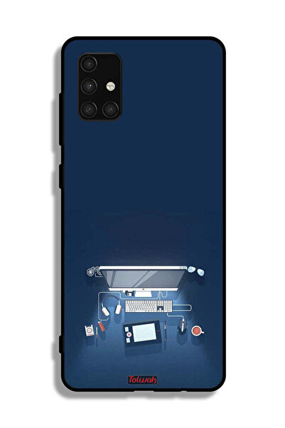 Tolwak غطاء حماية لهاتف Samsung Galaxy A71 4G بتصميم فني على مكتب الكمبيوتر