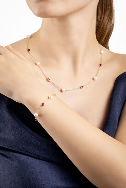 So CHIC... Doğal İnci Işıltısı 14 Ayar 45 Cm Sarı Altın Kolye