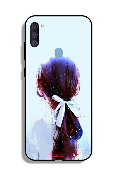 Tolwak غطاء حماية لهاتف Samsung Galaxy A11 بتصميم ربطة شعر مع رباط شعر وفن فتاة