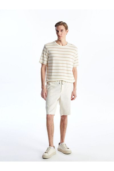 LC Waikiki Beige Slim Fit Linen Blend Men's Shorts