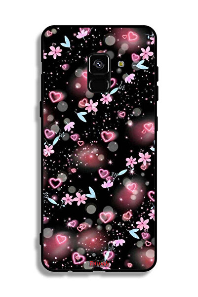 Tolwak غطاء حماية لهاتف سامسونج جالكسي A8 بلس (2018) برسومات قلوب وأزهار صغيرة