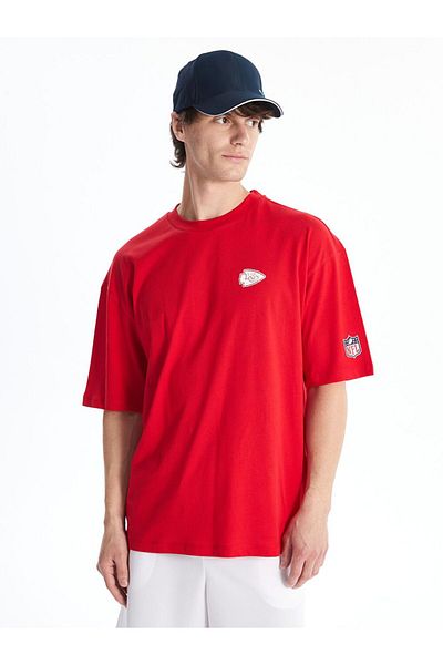 LC Waikiki Red Dry-Tech Crew Neck Short Sleeve Nfl Printed Men's T-Shirt