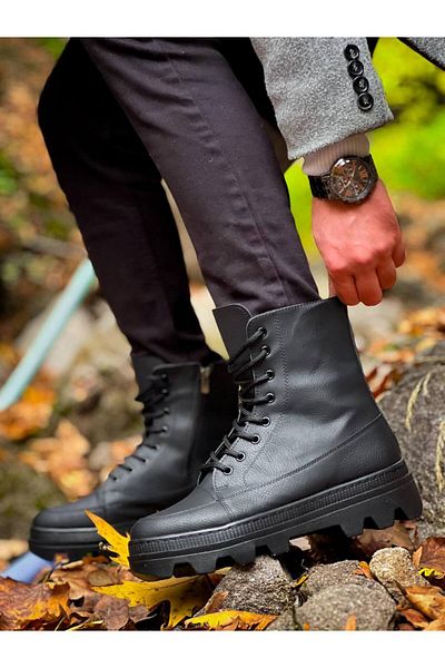 Kuback Kb-0993 Kuback Black Skin Black High Sole Boots