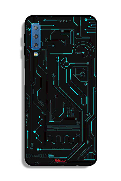 Tolwak غطاء حماية لهاتف Samsung Galaxy A7 (2018) دوائر فنية رقمية بسيطة شاشات...