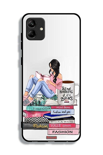 Tolwak Samsung Galaxy M04 Protective Case Cover Girl And Fashion Books Art