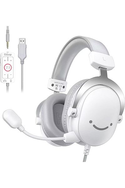 Fifine USB PC Gaming Headset with 3.5mm Audio Jack, Detachable Microphone, 7.1 Surround Sound, Volum
