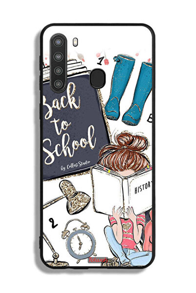 Tolwak غطاء حماية لهاتف Samsung Galaxy A21 - فتاة العودة إلى المدرسة تقرأ الت...
