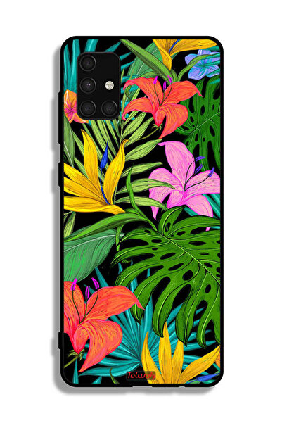 Tolwak غطاء حماية لهاتف سامسونج جالاكسي A71 4G بنقشة زهور استوائية وأوراق شجر